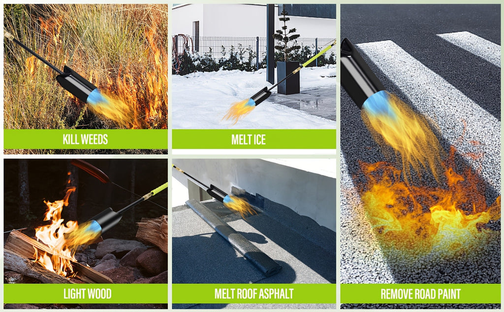 Propane Weed Torch Kit with Tank-Connected Outdoor Burner Model Options, BF-1711, Koman-Q0001 and HD Series for Experienced Adult Yard Maintenance
