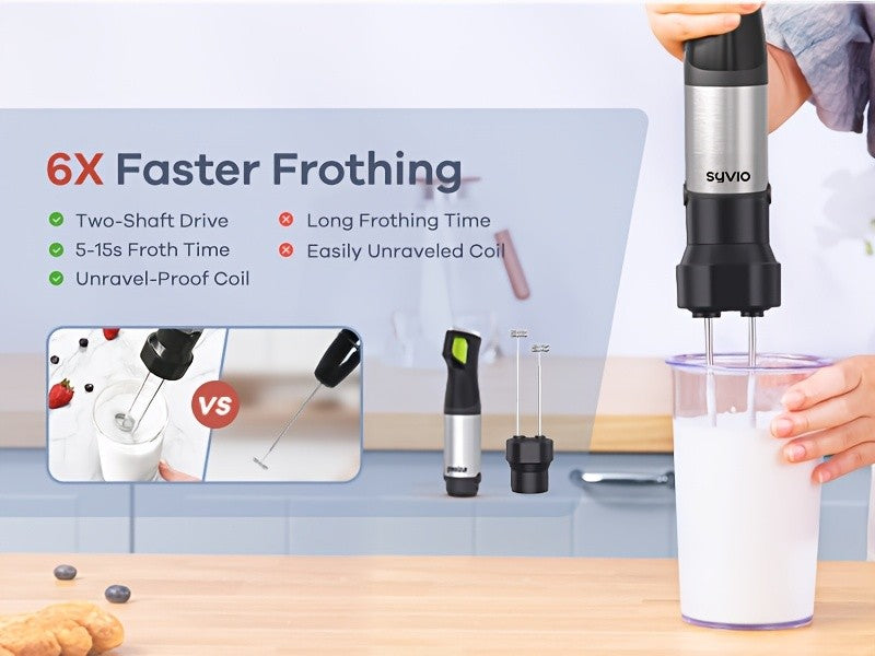 Syvio Immersion Blender 1200W, Heavy Duty 9-in-1 Hand Blender with Screen Time Display and Variable Speed Trigger, Includes Chopper, Whisk, Frother and Beaker for Soup, Puree, Smoothies, Baby Food