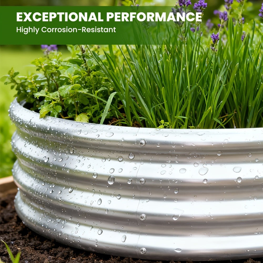 Galvanized Oval Planter Bed Pair for Outdoor Gardening, Listed 4 x 2 x 1 ft Raised Beds in Two-Piece Sets with Black or Brown Options for Home Planting Projects
