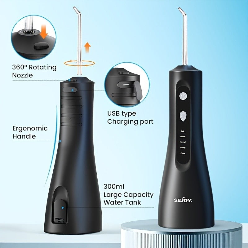 Cordless Water Flosser, Portable Dental Oral Irrigator with 5 Cleaning Modes & 5 Jet Tips, Rechargeable Water Teeth Cleaner for Home and Travel, Gum Care, Christmas Gifts