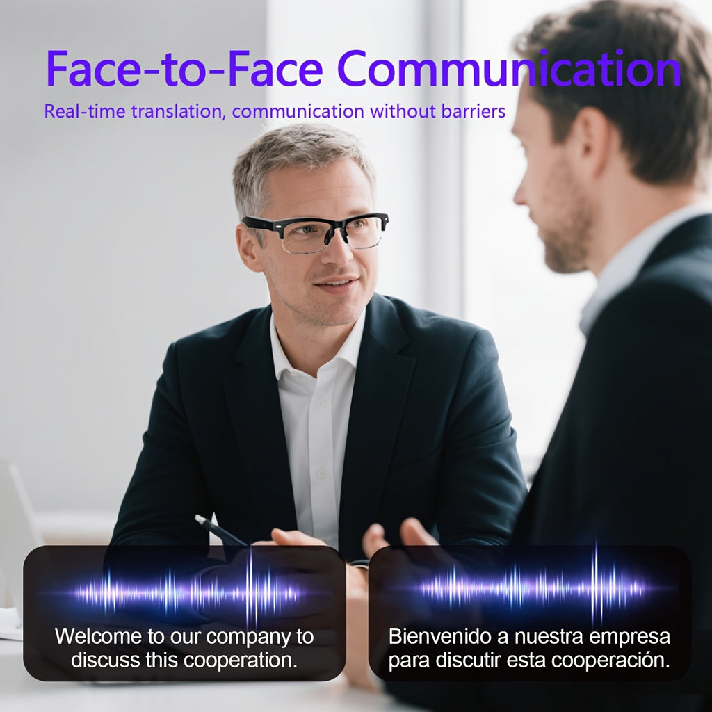 Magnetic Charging Translation Glasses for iOS and Android, Listed 160-Language AI Wearable with Microphone, Speaker and Voice Calls in Multiple Model Options