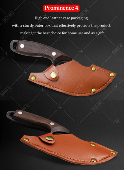 Three Piece Chef Knife Set with Listed 5Cr15MoV Stainless Steel Blades and Hammered Texture for Meat, Fish, Vegetable Preparation and Backyard BBQ Cooking
