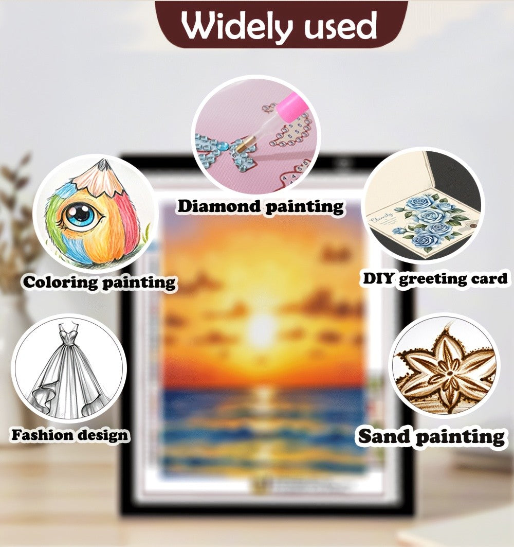 Dual Strip LED Drawing Light Board with Ten-Level Adjustable Brightness and Listed Acrylic Surface, Black Light Pad in Two Sizes for Tracing, Sketching and Diamond Painting