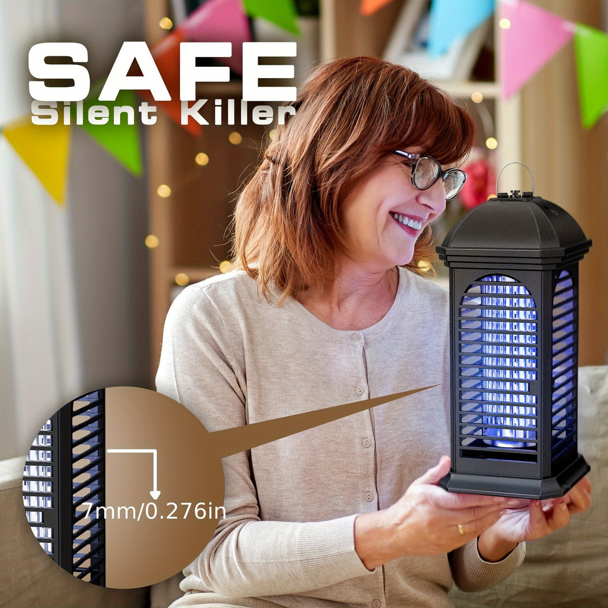UV Light Bug Zapper Indoor Outdoor, Plug-in Electric Mosquito Killer Lamp, Insect Zapper Fly Trap for Home, Kitchen, Bedroom, Patio, Backyard, Garden and Camping
