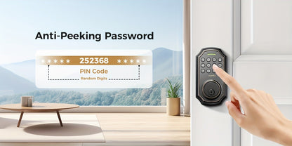Electronic Keypad Deadbolt with Listed 100 Access Codes, Auto Lock and One-Touch Locking, Black or Silvery Finish and Fingerprint or Handle Set Options