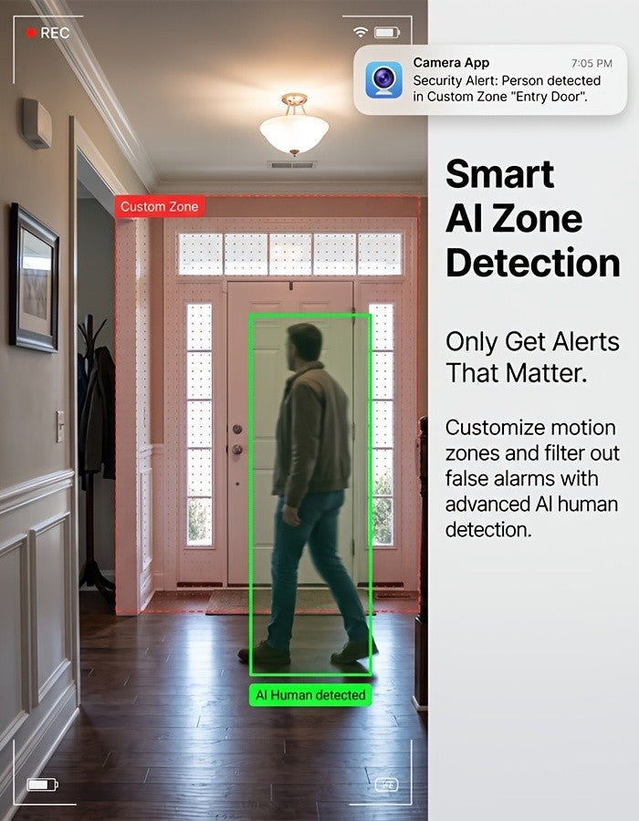 Magnetic Mount Indoor Security Camera 2K with Dual-Band WiFi, Night Vision, Two-Way Audio and AI Detection Alerts, USB-Powered Home Monitoring Camera