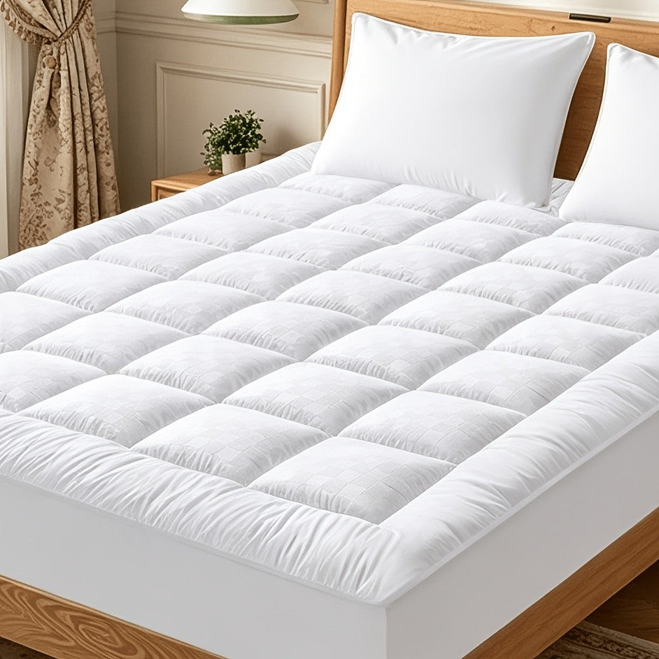 Mattress Pad with Microfiber Cover, Soft Breathable Pillow Top and Deep Pocket Design, Machine Washable Bedding in Twin to California King Sizes