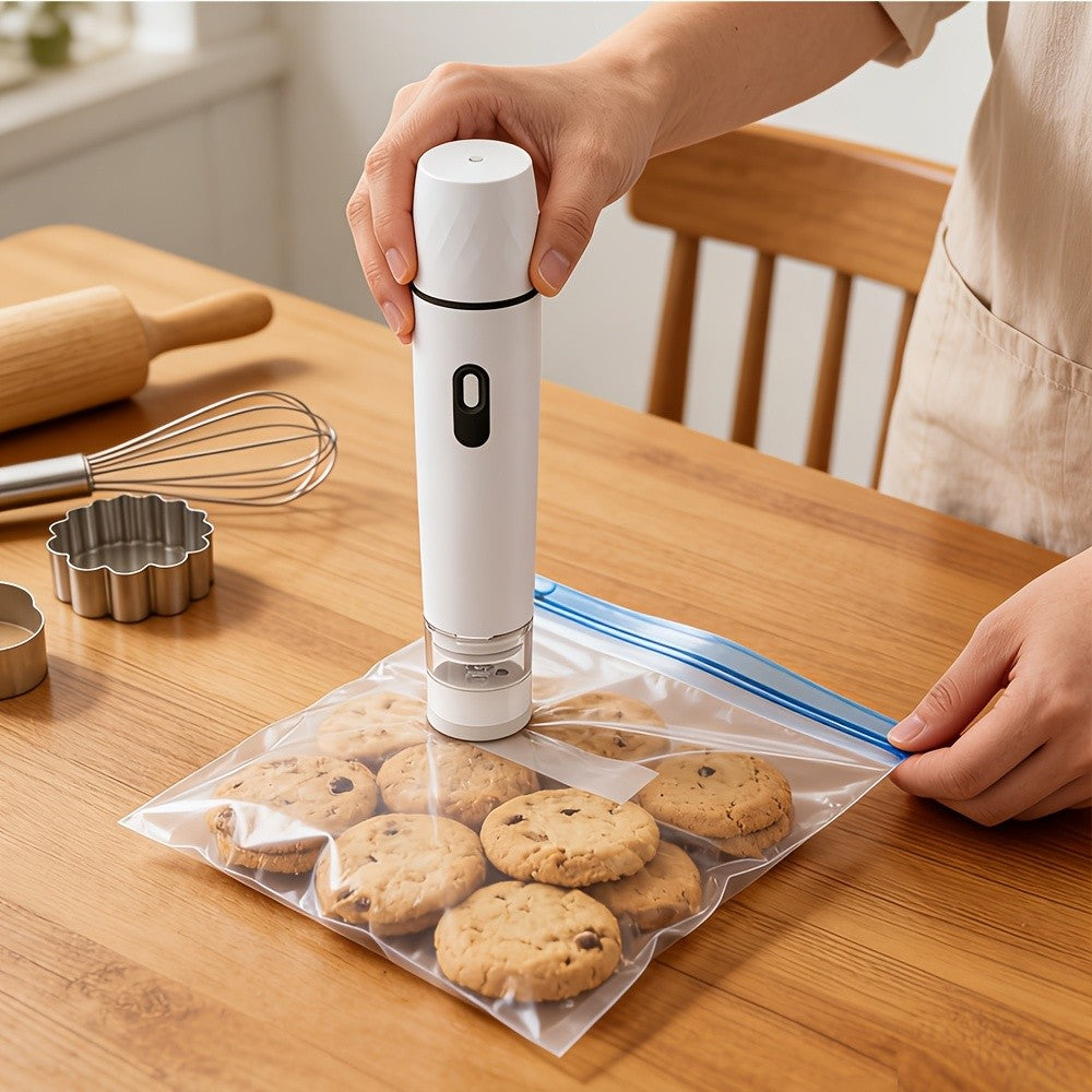 Handheld Vacuum Sealer Machine with 15 Vacuum Bags, Powerful Portable Food Vacuum Sealer for Food Storage and Preservation, Rechargeable Vacuum Sealing Machine for Kitchen and Travel