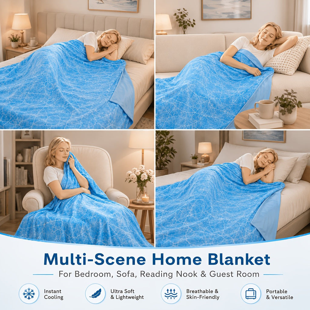 Cool-Touch Summer Blanket for Hot Sleepers, Lightweight Breathable Machine Washable Bed and Sofa Layer in Throw, Twin, Queen or King Sizes