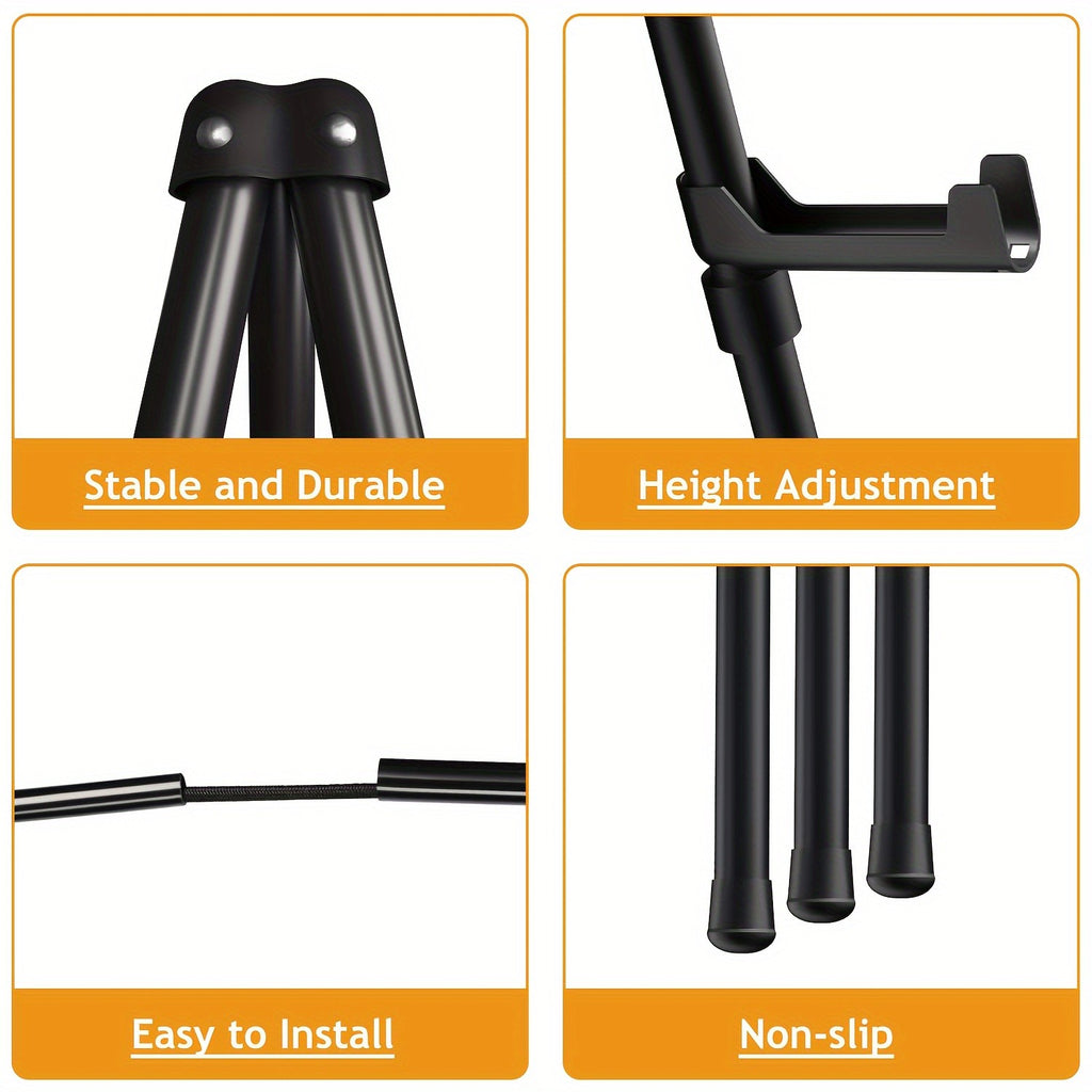 Display Easel Stand for Wedding Signs, Posters and Presentations, Folding Metal Tripod with 63-Inch Maximum Height, Adjustable Clips and Multi-Pack Options