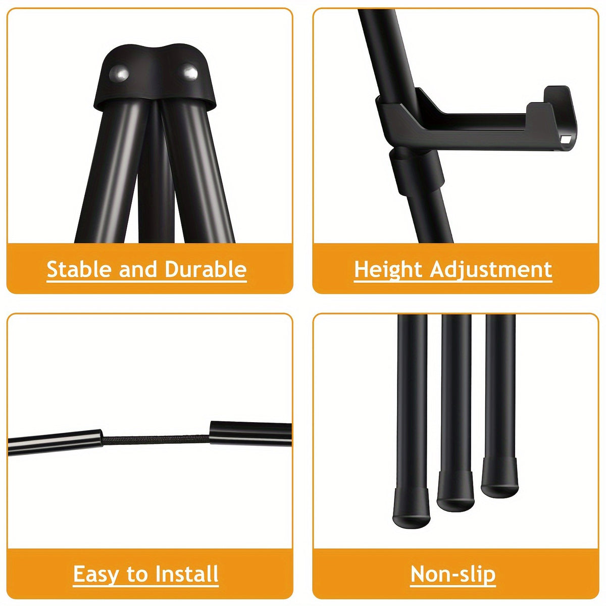 Display Easel Stand for Wedding Signs, Posters and Presentations, Folding Metal Tripod with 63-Inch Maximum Height, Adjustable Clips and Multi-Pack Options