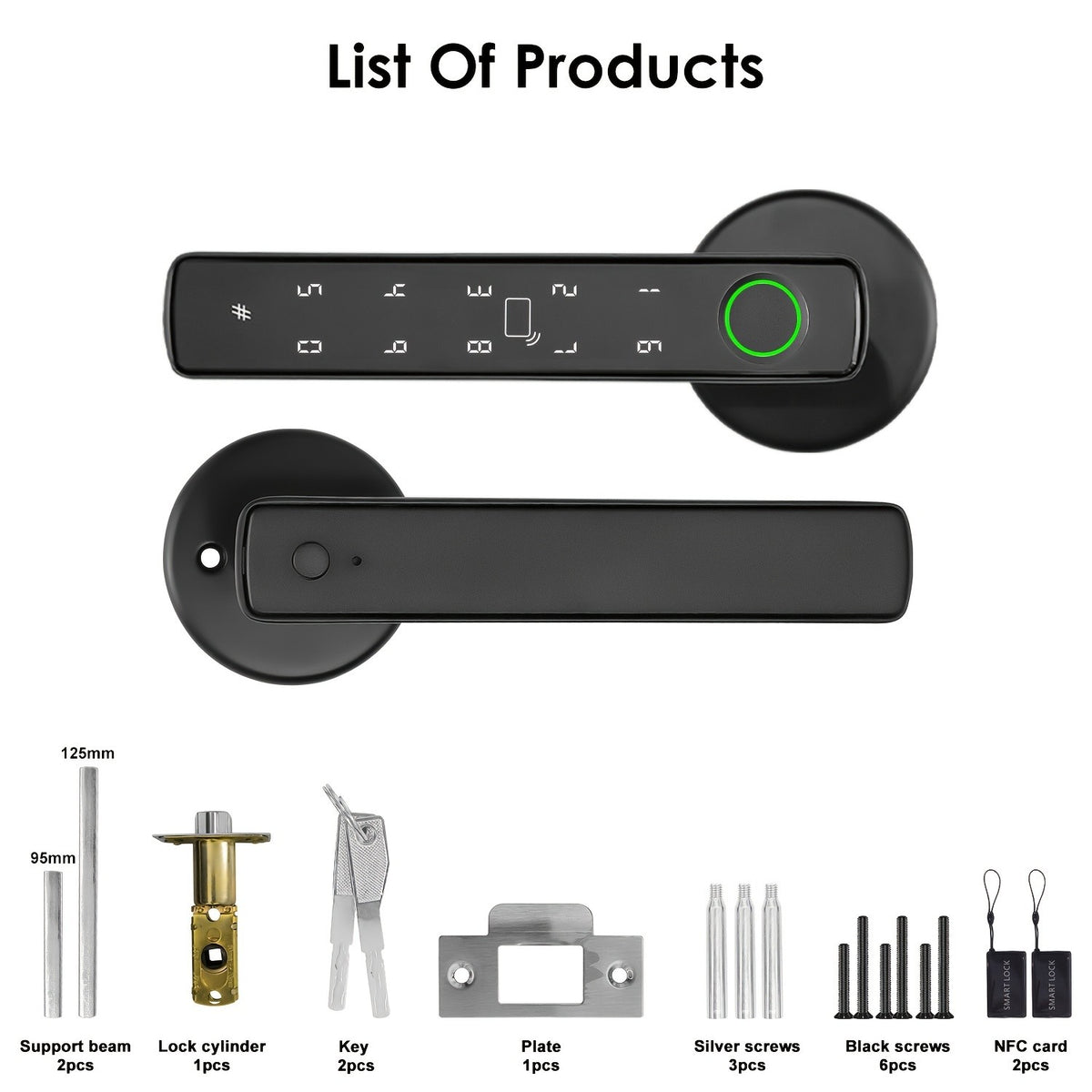5-in-1 Fingerprint Door Knob Lock with Keypad and Smart Life Access, Two IC Cards and Two Keys, Single-Row or Double-Row Options for Compatible Interior Doors