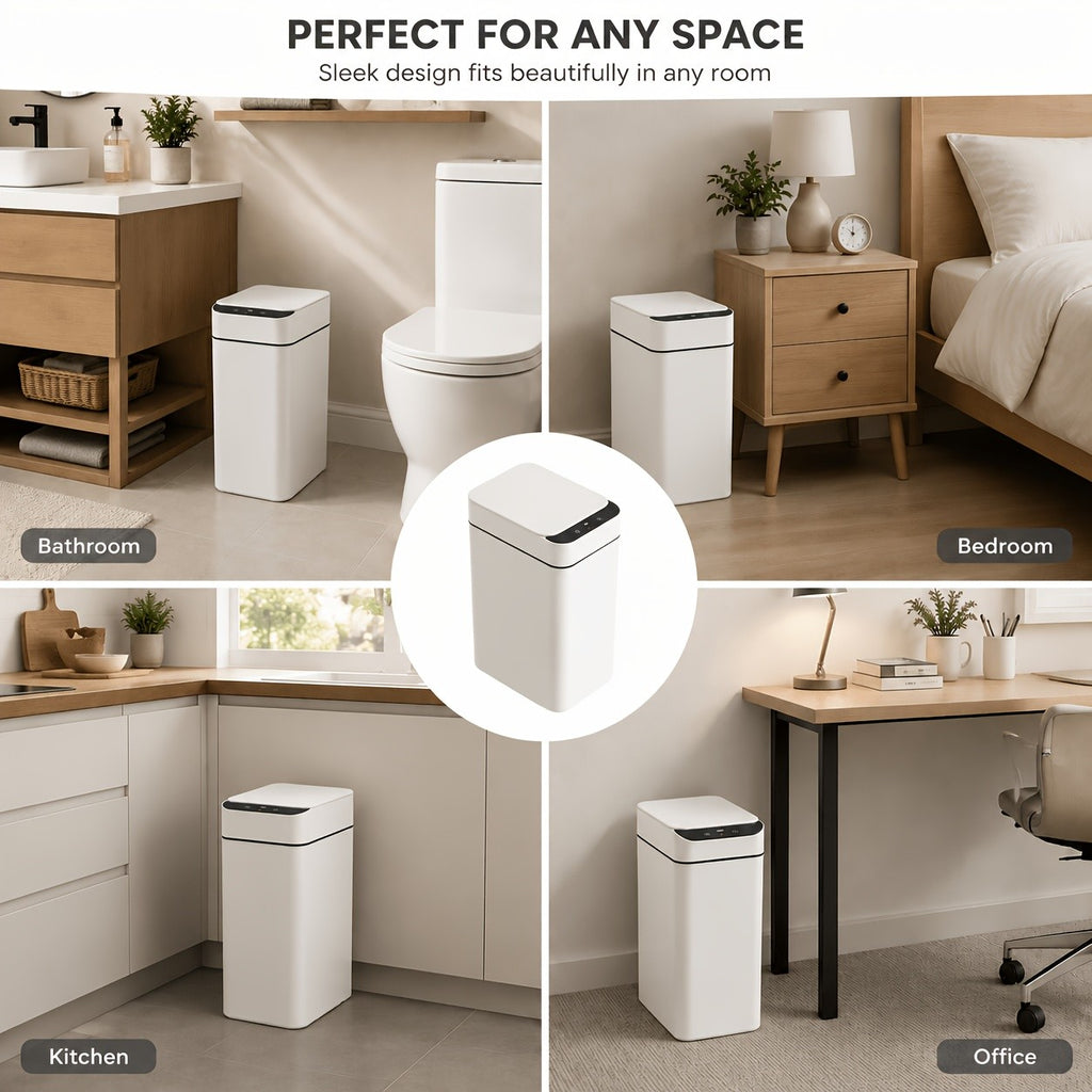 1/2 Pack Small Touchless Motion Sensor Trash Can With Lid, 2.4 Gallon Automatic Garbage Bin, Multi-use For Bathroom Kitchen Office Bedroom