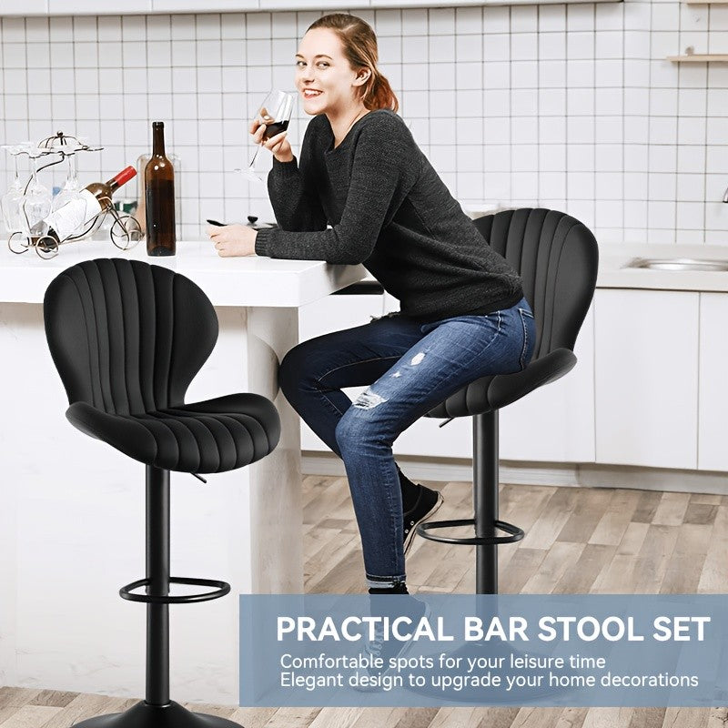 High Back Swivel Bar Stools with Adjustable Upholstered Seats for Kitchen Island, Home Bar and Dining Room, Sets of 1, 2, 3 or 4 in Five Colors