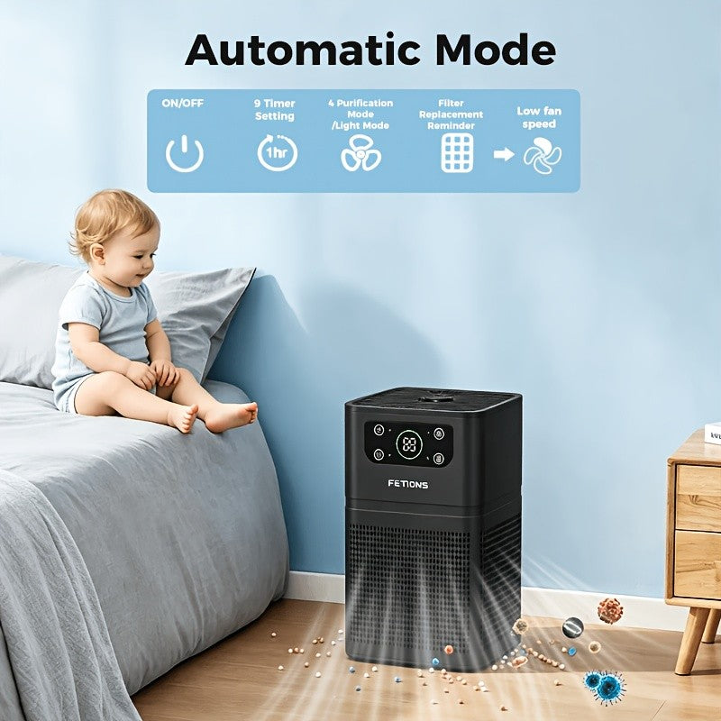 Compact H13 Air Purifier with Aromatherapy Pad, 3-Stage Filtration, Four Fan Speeds, Sleep Mode and Filter-Life Display for Bedroom and Home Office