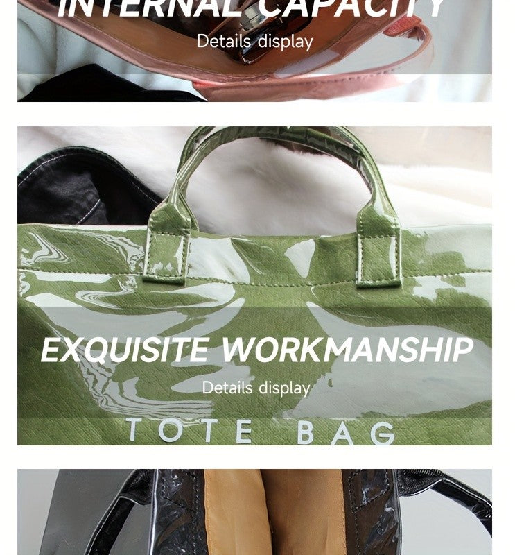 Double-Layer Tote Bag for Women with Classic Solid-Color Styling and Carry Handles, Everyday Handbag for Casual Outings in TT4, TT6 or TT1 Options
