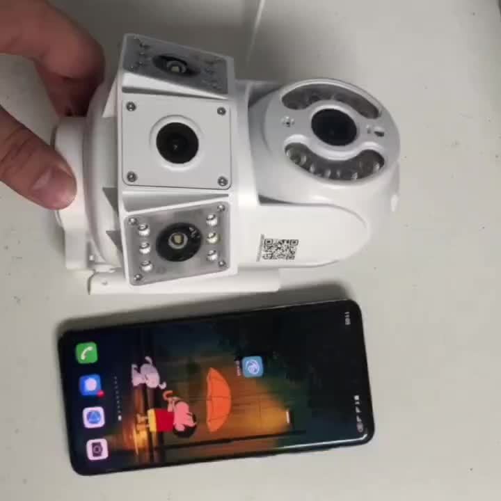 Dual-Band WiFi Surveillance Camera with Listed 6MP Dual Lenses, Human Tracking, Color Night Vision and Two-Way Audio in White for App-Based Home Monitoring