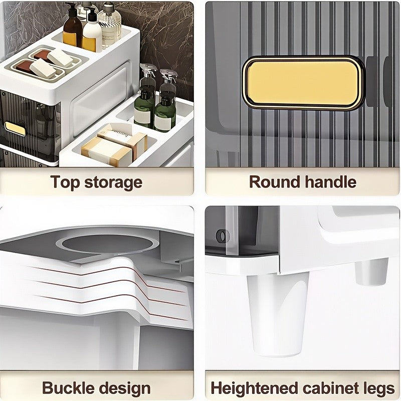 Slim Storage Cabinet with Drawers and Listed PP Material, Three-, Four- or Five-Layer and Six-Drawer Options for Bathroom, Kitchen and Small-Space Organization