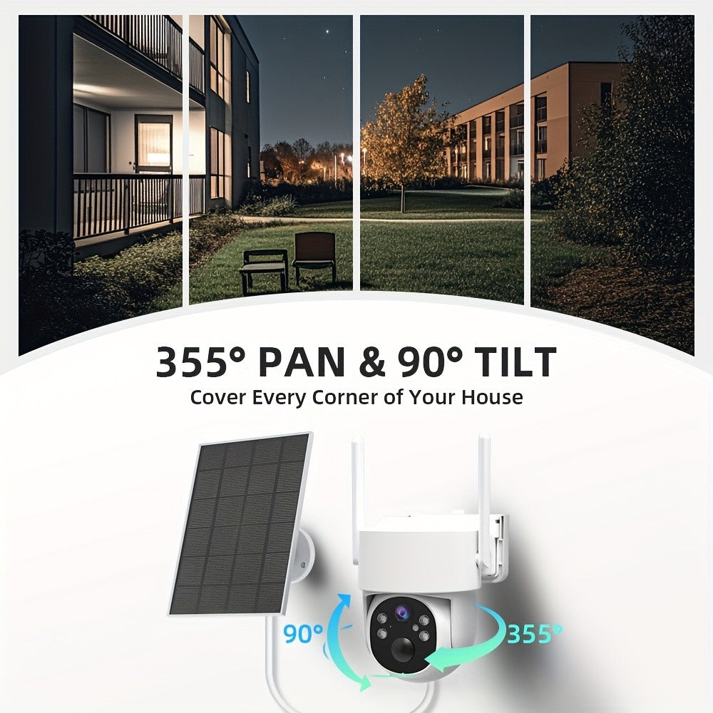 Solar WiFi Security Camera C360 with Listed 4K, Pan-Tilt View, Color Night Vision, PIR Alerts and Two-Way Audio, One, Two or Four Piece Package Labels