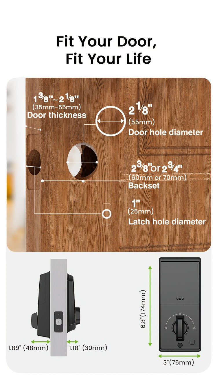 4-in-1 Smart Door Lock with Fingerprint, Passcode, Key and App Entry, Auto Lock and Temporary Offline Passwords, KD30 Pro and KD30B Pro Model Options