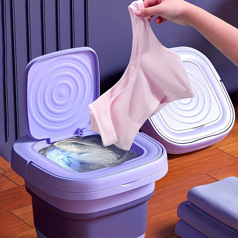 Foldable Portable Washing Machine, 2.64L Mini Laundry Washer for Socks, Underwear and Suitable Delicates, Compact Storage for Apartment, Dorm and RV