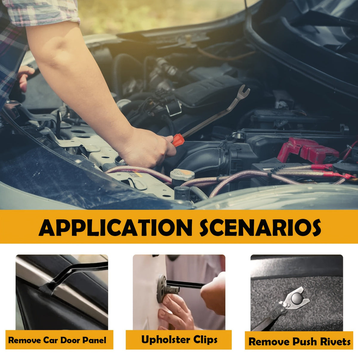 Bumper Retainer Clips and Plastic Push Rivet Fasteners for Compatible Car Applications, Seven Quantity Options with Removal Tool References