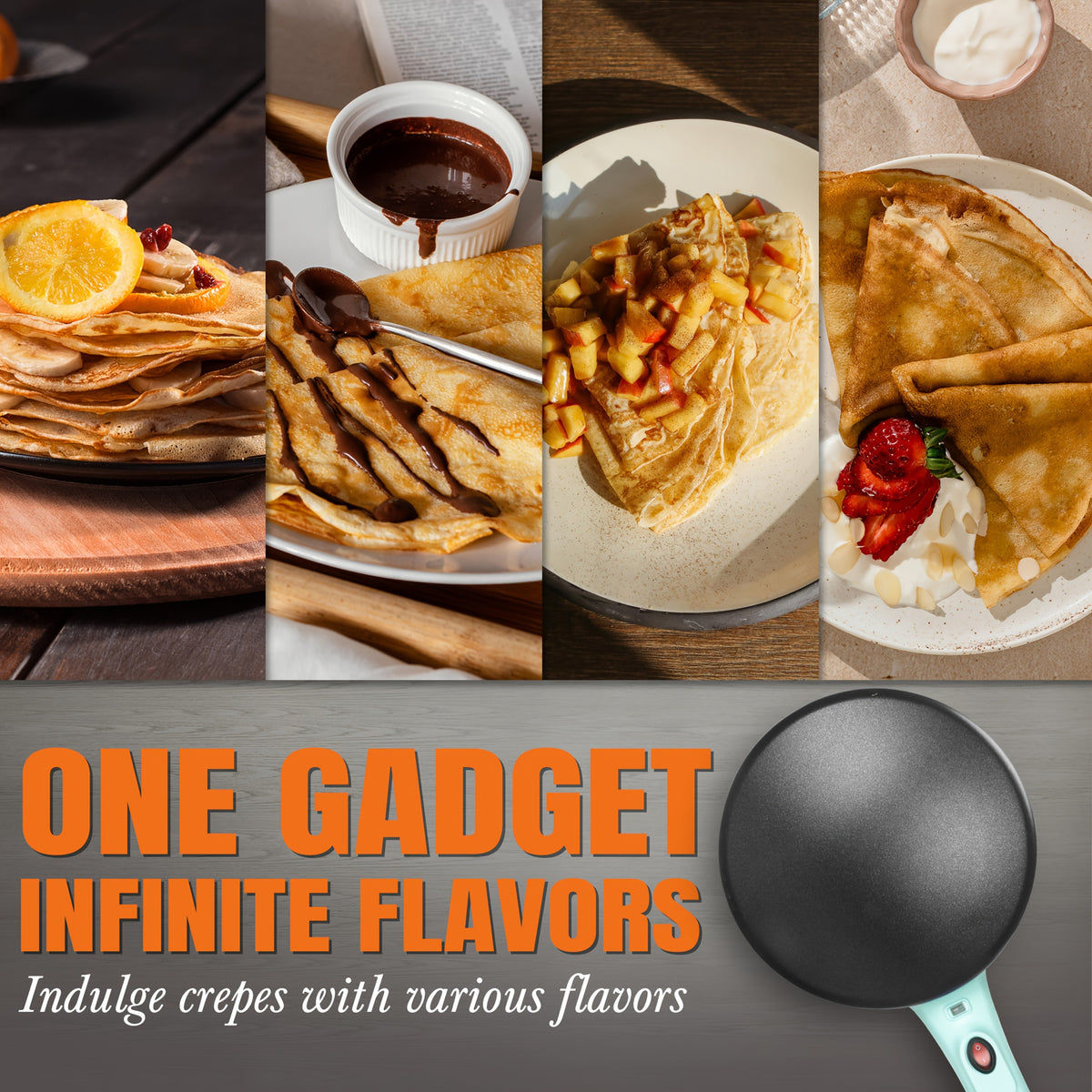 Crepe Maker Machine 8-Inch Non-Stick Electric, Crepera Electrica with Handle, Instant Crepe and Pancake Cooker for Breakfast, Sweet or Savory Crepes, Desserts and Family Weekend Mornings, Aqua