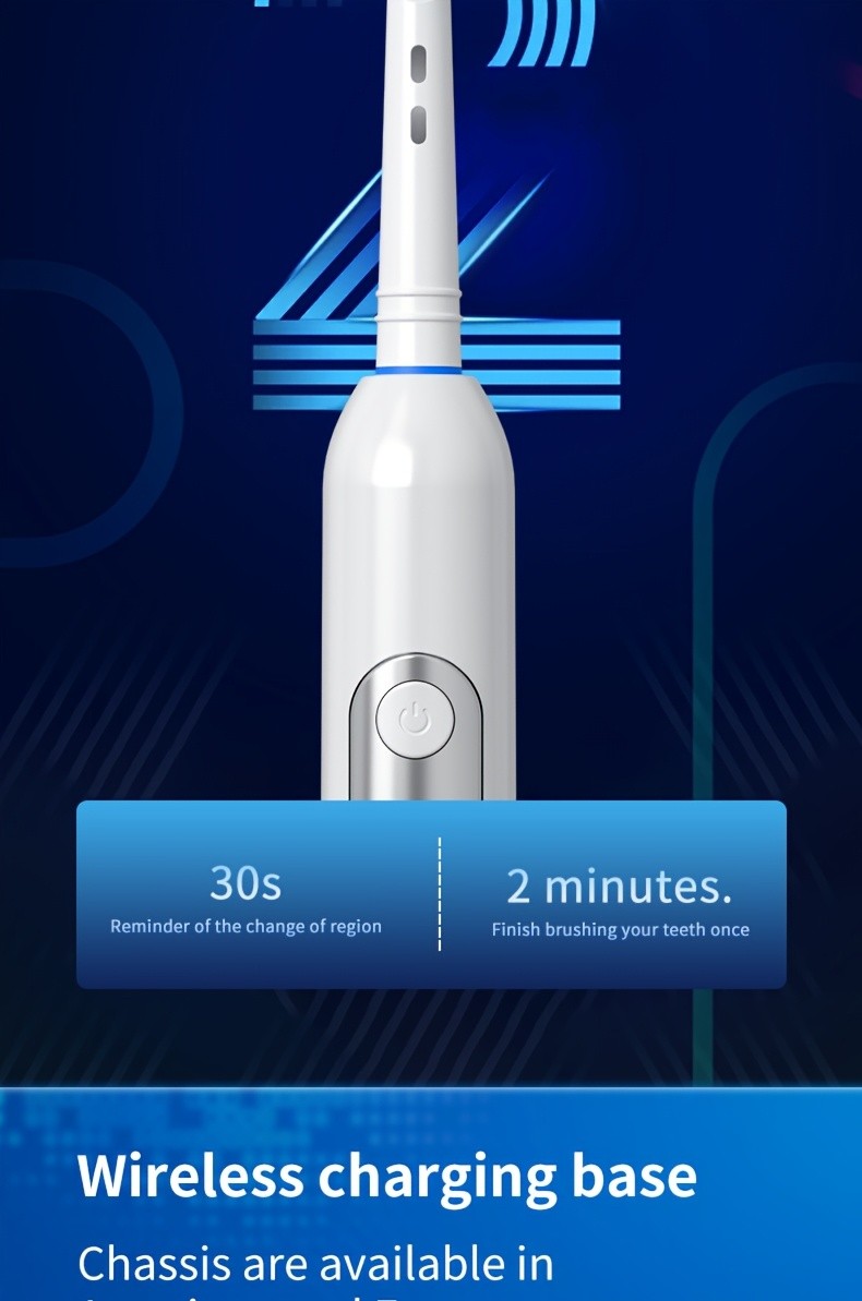 Rotating Electric Toothbrush with 8 Replacement Heads, Wireless Induction Charging, 3 Cleaning Modes, IPX7 Waterproof, Round-Head Oscillating Brush for Oral Care, Gift for Family & Parents