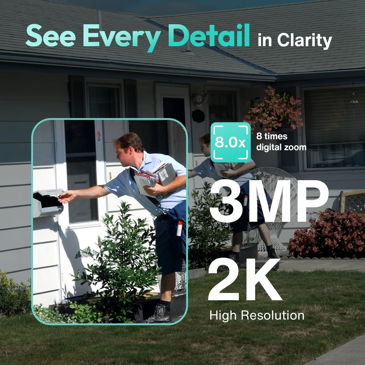 2K WiFi Outdoor Security Camera with Color Night Vision, Human Detection and Two-Way Audio, W313 Solar Listings and W302 No-Solar Model Option