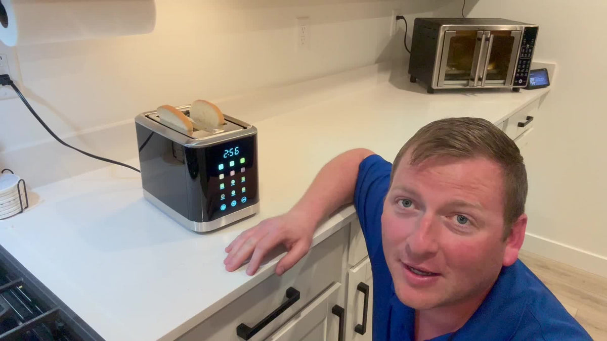 LCD Touchscreen Toaster with Two-Slice Capacity, Six Bread Types and Six Shade Settings, Listed Wide Slots with Bagel, Cancel and Defrost Functions