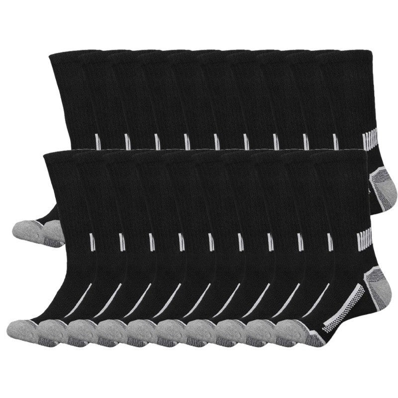 Black Men's Knit Socks 20-Pair Multipack with Smooth Fabric Texture and Solid Color Design, One-Size Label for Fall, Winter, Sports and Everyday Casual Wear