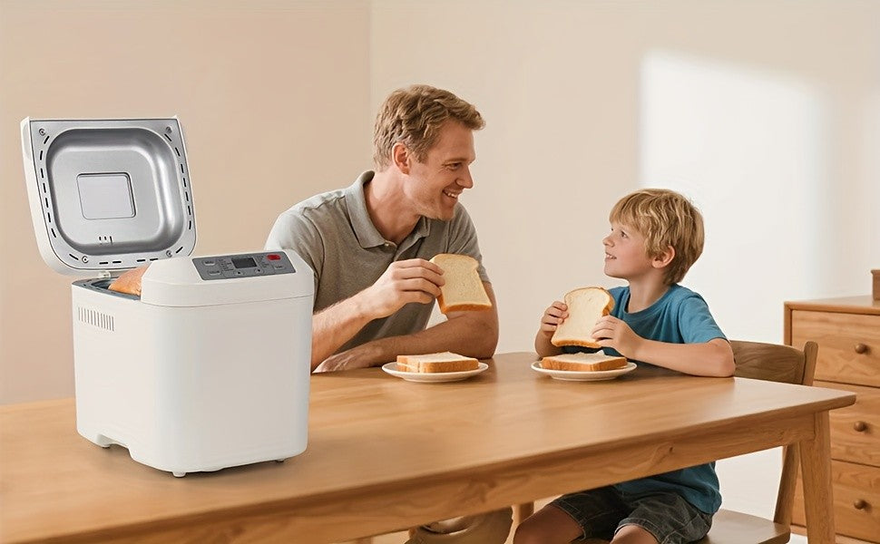 Bread Machine 2LB 12-in-1 with Gluten-Free Setting, Nonstick Pan, 2 Loaf Sizes, 13-Hour Delay and 1-Hour Keep Warm for Home Baking in White