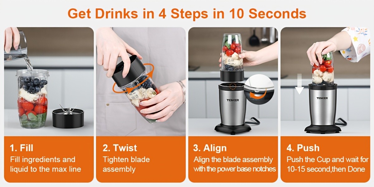 Personal Blender and Grinder Combo with Max 900W 11 Pieces Model Label, Two Portable Cup Reference and White or Black Options for Shakes and Smoothie Preparation