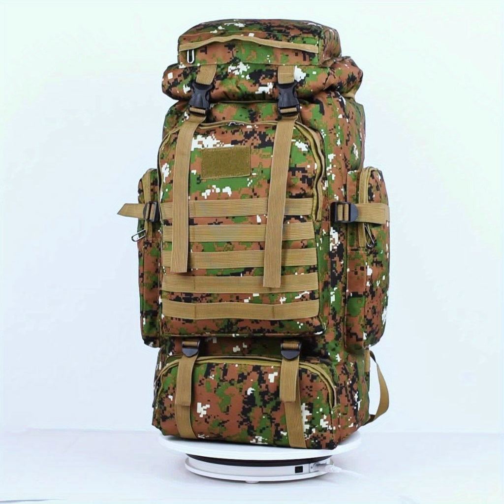Hiking Backpack with Listed Flag Patch and Large-Capacity Rucksack Design, Seven Solid Color and Camouflage Options for Camping Gear and Outdoor Travel