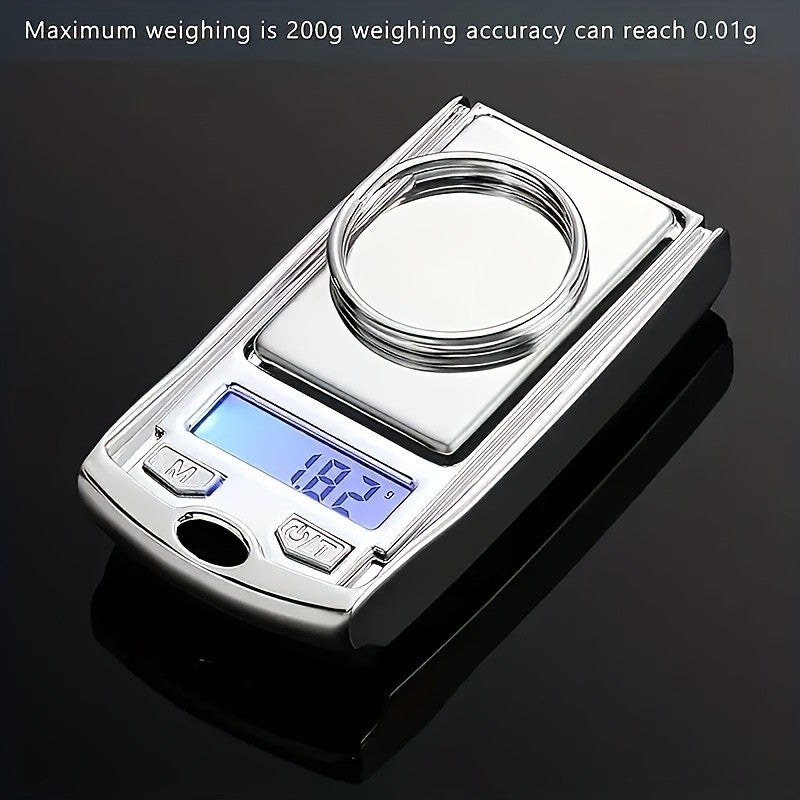 Mini Digital Pocket Scale with Backlit Display and Keychain Attachment, Listed 200 g/0.01 Option for Jewelry and Small-Item Weighing, Battery Not Included