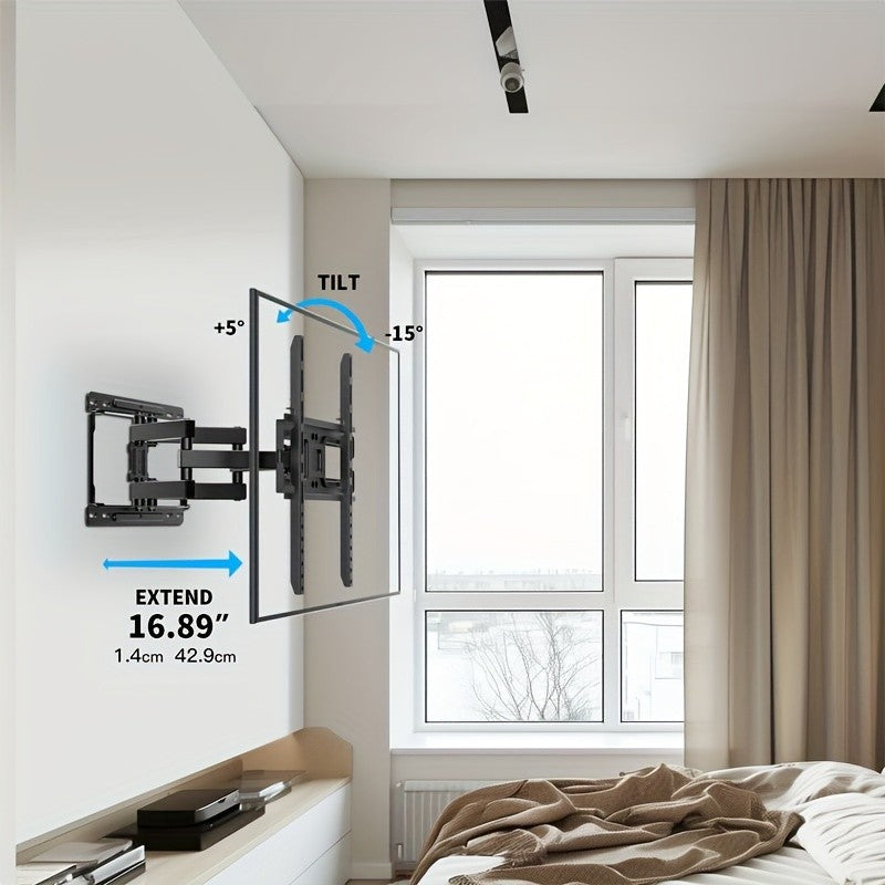 TV Wall Mount Full Motion for 37-75 Inch TVs, Articulating Dual Arms with Swivel, Tilt & Leveling, 132 Lbs Capacity, Max VESA 600x400mm, Fits 16-24 Inch Wood Studs, for OLED LCD LED Flat & Curved TVs