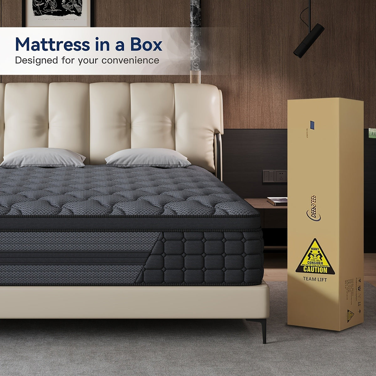 Gel Memory Foam Pocket Spring Mattress, Medium Firm Hybrid Bed in a Box with 8, 10, 12 or 14 Inch Models and Twin, Full, Queen or King Sizes