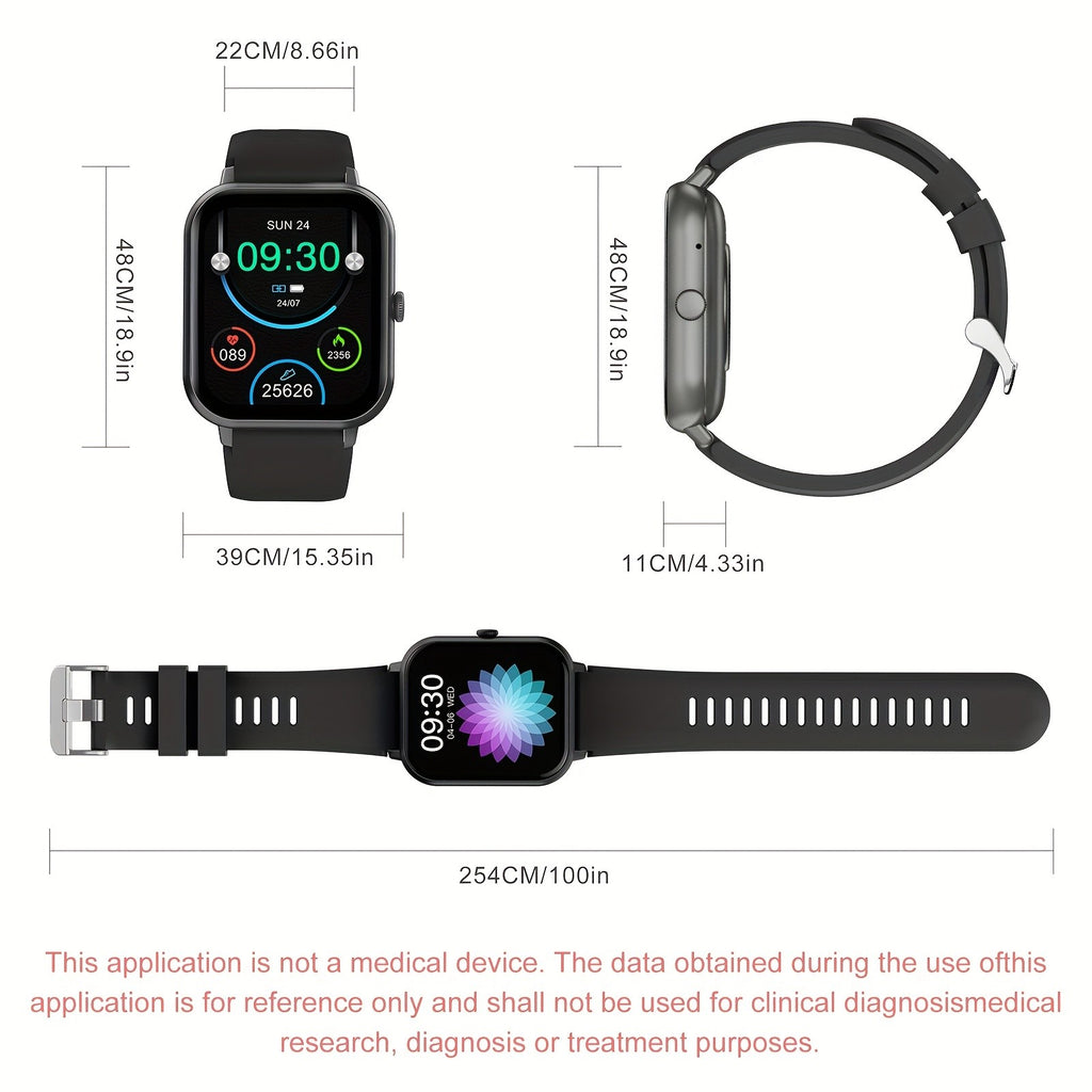Sports Smart Watch with 1.83-Inch Full Touchscreen, Wireless Calls, Message Reminders, Step, Distance and Calorie Tracking in Black, Pink or Silvery