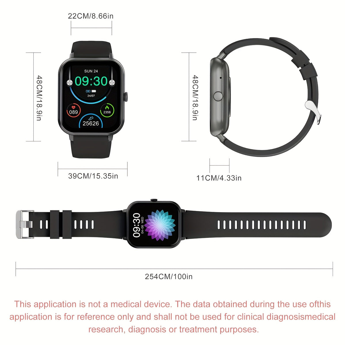 Sports Smart Watch with 1.83-Inch Full Touchscreen, Wireless Calls, Message Reminders, Step, Distance and Calorie Tracking in Black, Pink or Silvery