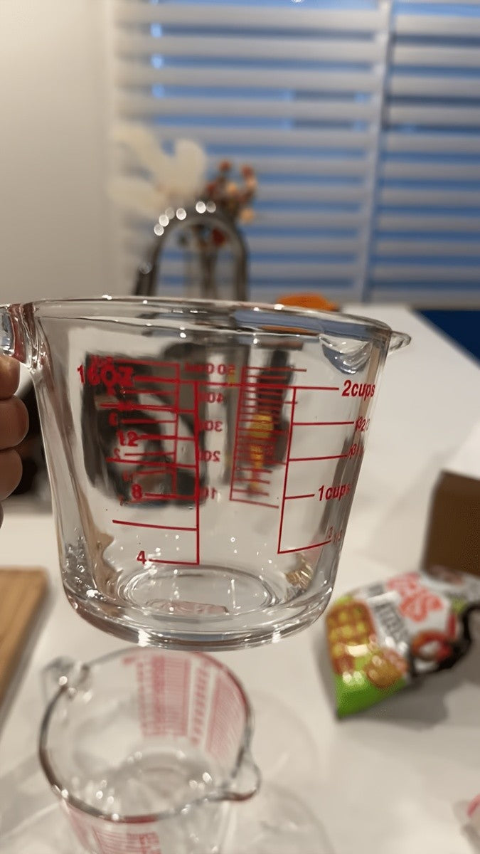 Handled Glass Measuring Cup for Recipe Ingredients and Home Baking Prep, Single Medium Selection or Two-Piece Set with Listed 16.91oz and 33.81oz Capacities