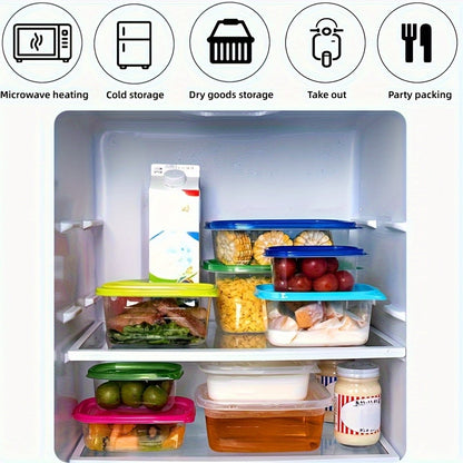 Transparent Plastic Food Storage Set with Random Lid Colors, Listed Six-Piece Reusable Stackable Kitchen Containers for Rice, Grains, Fruit and Vegetables