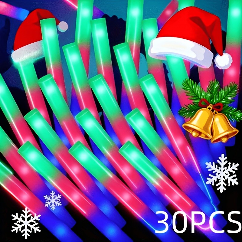Multicolor LED Foam Glow Sticks, 30-Piece Colorful Party Wand Pack with Flashing Mode References for Weddings, Birthdays, Graduations and Holiday Celebrations