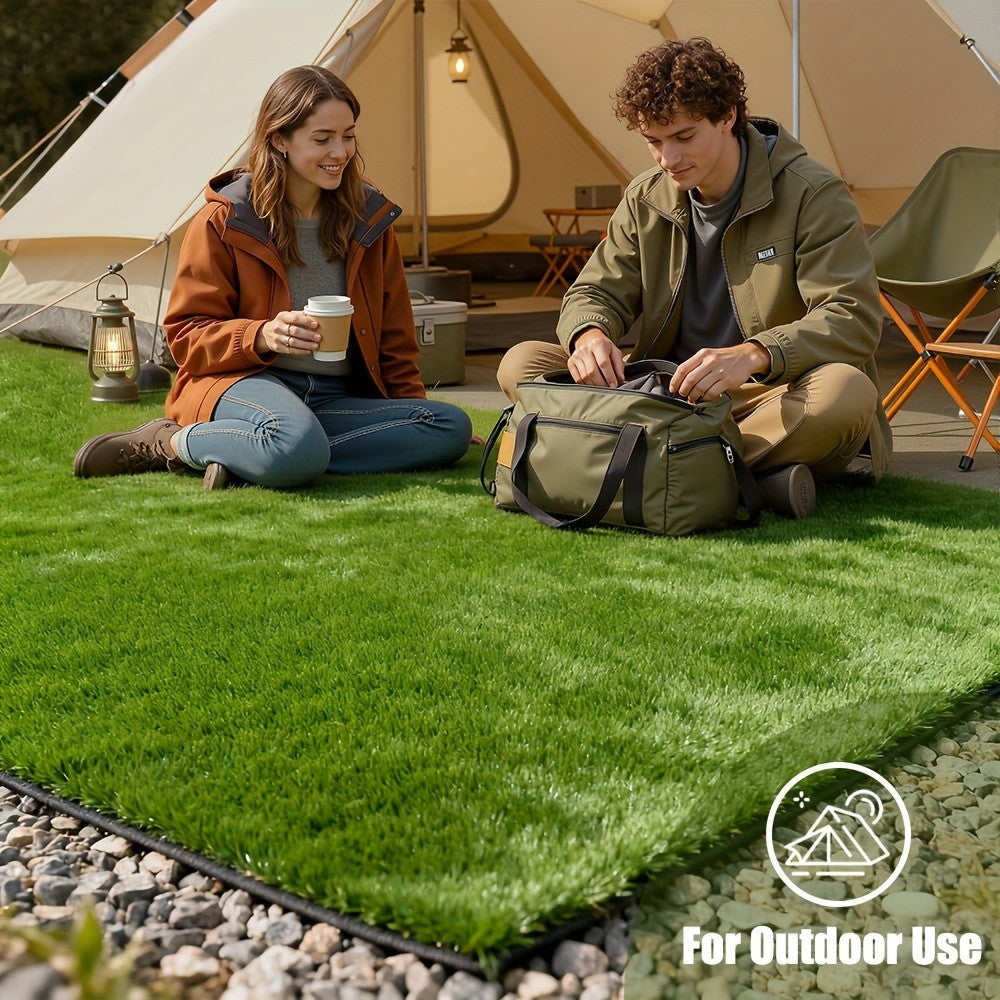 Artificial Grass Rug in Green, 5ft x 8ft or 4ft x 10ft Turf Mat Options for Decorative Garden Areas, Backyard Landscaping and Outdoor Party Displays