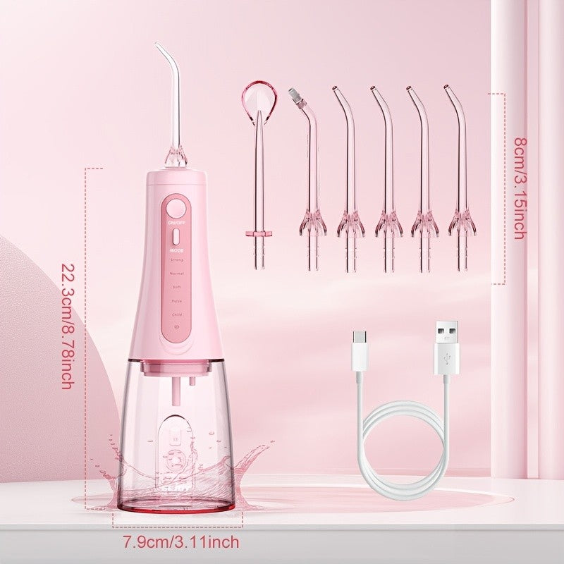 Cordless Water Flosser, Portable Dental Oral Irrigator with 5 Cleaning Modes & 5 Jet Tips, Rechargeable Water Teeth Cleaner for Home and Travel, Gum Care, Christmas Gifts