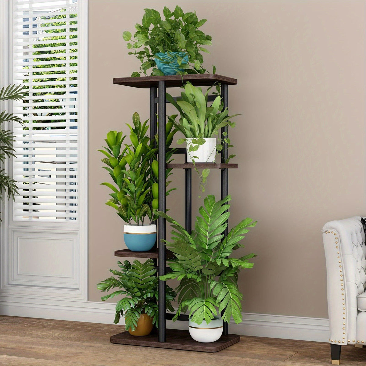Indoor Plant Shelf for Multiple Plants, Decorative Plant Display Stand for Living Room Corners, Balcony Arrangements and Home Garden Pot Organization