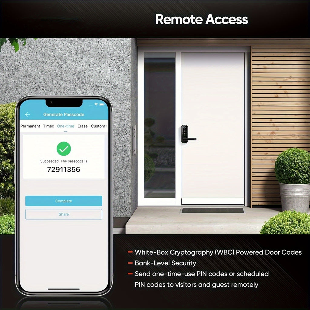 WiFi Smart Door Lock with Handle, Listed Fingerprint and Digital Keypad Access in Black or Silvery for Compatible Home Entryways, Office and Garage Access Doors