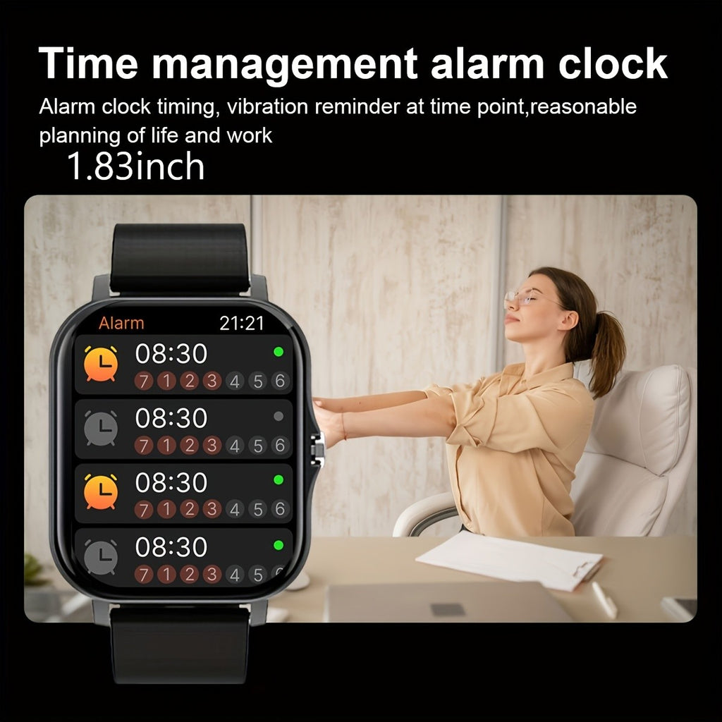 TFT Touchscreen Calling Smartwatch with Listed 1.83-Inch Display, 180mAh Battery, TPU and Steel Straps, Camera and Music Functions in Four Color Options