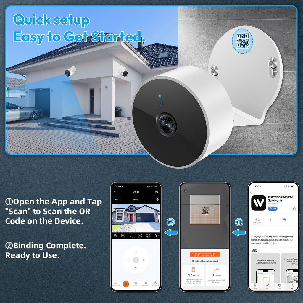 Two-Piece WiFi Home Security Camera System with Listed AI Human and Animal Detection, Two-Way Speaker, Voice Intercom and High-Definition Viewing Features