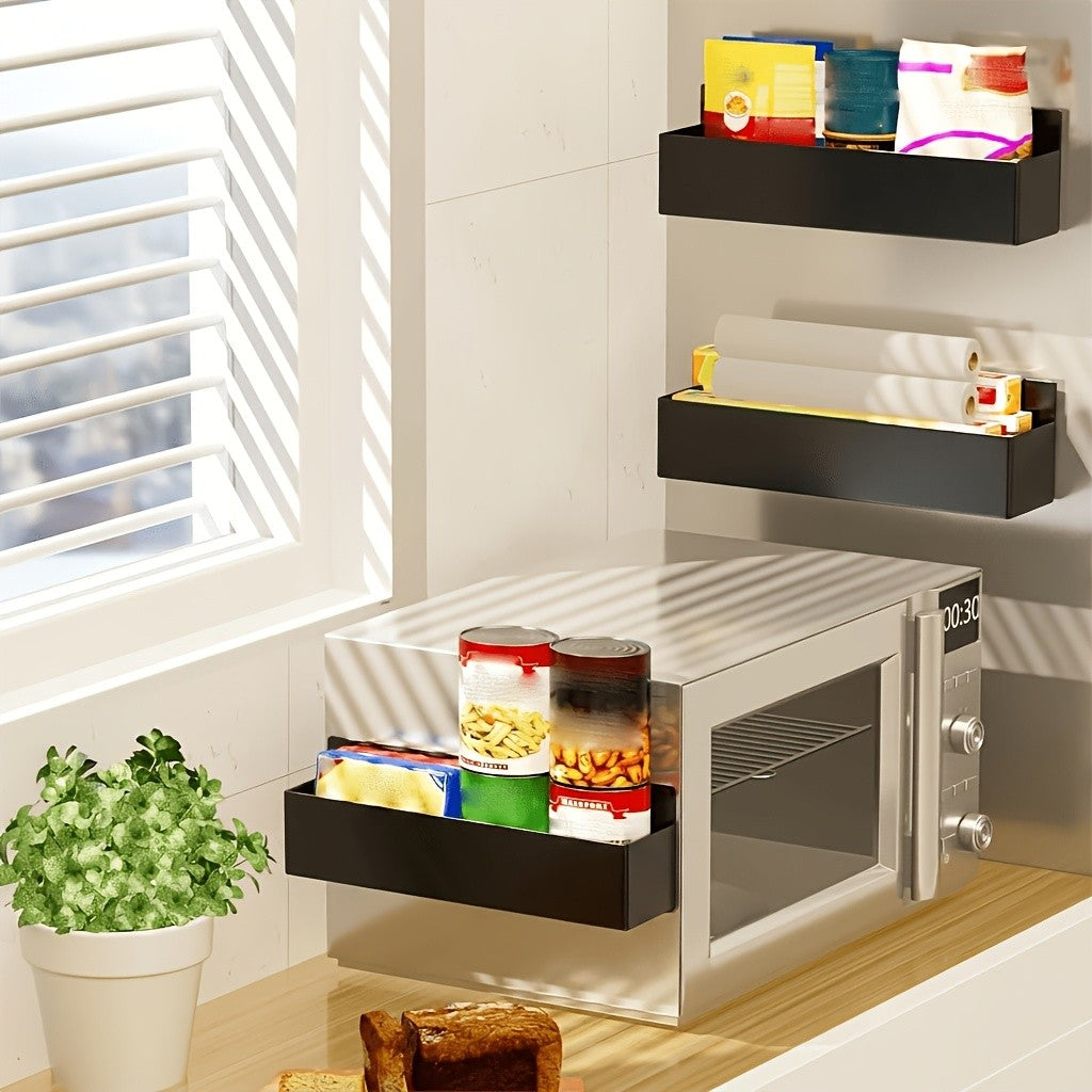 Movable Refrigerator Magnetic Spice Rack with Listed Polished Aluminum Alloy Construction, White and Black Selections for Kitchen and Small Household Storage