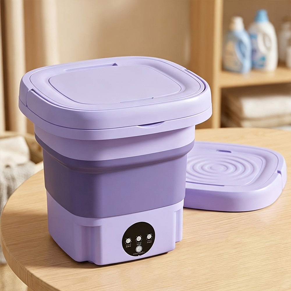 Portable Mini Washing Machine with 2.38gal Listed Volume, Foldable Small-Load Washer for Socks, Underwear and Small Garments, Home Laundry and Travel Storage